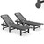 Outdoor Chaise Lounge Set of 2, All-Weather HDPE Pool Lounge Chairs with 5-Position Adjustable Reclining Backrest, Rolling Wheels & Cup Holder for Poolside, Grey