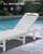 Outdoor Chaise Lounge Set of 2, All-Weather HDPE Pool Lounge Chairs with 5-Position Adjustable Backrest, Rolling Wheels & Cup Holder for Poolside, White