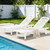Outdoor Chaise Lounge Set of 2, All-Weather HDPE Pool Lounge Chairs with 5-Position Adjustable Backrest, Rolling Wheels & Cup Holder for Poolside, White