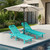 Outdoor Chaise Lounge Set of 2 with 9FT Umbrella, HDPE Pool Lounge Chair with 5-Position Adjustable Backrest, Patio Lounger with Rolling Wheels & Cup Holder for Pool, Aruba