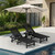 Outdoor Chaise Lounge Set of 2 with 9FT Umbrella, HDPE Pool Lounge Chair with 5-Position Adjustable Backrest, Patio Lounger with Rolling Wheels & Cup Holder for Pool, Black
