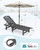 Outdoor Chaise Lounge Set of 2 with 9FT Patio Umbrella, HDPE Pool Lounge Chair with 5-Position Adjustable Backrest, Patio Lounger with Rolling Wheels & Cup Holder for Pool, Grey
