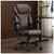 Office Chair, Executive PU Leather Chair, Ergonomic Computer Desk Chair with Lumbar Support and Adjustable Flip-Up Arms, Rocking Task Chair (Brow