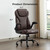Office Chair, Executive PU Leather Chair, Ergonomic Computer Desk Chair with Lumbar Support and Adjustable Flip-Up Arms, Rocking Task Chair (Brow