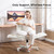 Criss Cross Chair with Armrests & Wheels, PU Leather Vanity Chair, Comfortable Adjustable Swivel Computer Office Desk Chairs for Home, Make Up, Bed Room (White)