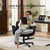 Criss Cross Chair with Armrests & Wheels, PU Leather Vanity Chair, Comfortable Adjustable Swivel Computer Office Desk Chairs for Home, Make Up, Bed Room (Black)