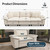 124" Modular Sectional Sofa, Oversized Couches for Living Room, Comfy Cloud Couch 3-Seater Deep Seat Sofa with Throw Pillow, Corduroy Beige