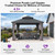 12'x12' Hardtop Gazebo with Lights Heavy-Duty Galvanized Steel Double Roof Outdoor Patio Gazebo Including Netting and Curtains for Garden Lawn Backyard Grey