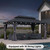 10'x16' Hardtop Gazebo with Lights Patio Outdoor Pavilion with Galvanized Steel Double Roof Includes Netting and Curtains for Garden Lawn Backyard Grey