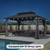 10'x14' Hardtop Gazebo with Lights Wind-Resistant Galvanized Steel Dual-Layer Double Roof Outdoor Patio Pavilion Including Netting and Privacy Curtains for Lawn Garden Backyard Grey