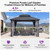 10'x12' Hardtop Gazebo with Lights UV-Protected Aluminum Double Roof Galvanized Steel Frame Outdoor Patio Gazebo Including Netting and Curtains for Deck Garden Backyard Grey