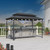 6.5' X 12' Hardtop Grill Gazebo for Patio Aluminum Barbeque Canopy with 24 Clear Light Bulbs and Shelves Double Tiered Grey Outdoor BBQ Gazebo
