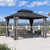 10' X 12' Gazebo Outdoor Aluminum Gazebo with Heavy Duty Galvanized Steel Double Roof for Patio Backyard Deck, Netting and Curtains Included, Grey