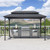 6.5' X 12' Hardtop Grill Gazebo for Patio Permanent Aluminum Barbeque Shelter with Ceiling Hook and Shelves Double Tiered Grey Outdoor BBQ Gazebo