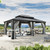 14' X 20' Hardtop Gazebo with Drainage System, Aluminum Outdoor Gazebo with Galvanized Steel Double Roof, Patio Permanent Metal Pavilion with Netting, for Garden, Deck, Grey