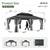 14' X 20' Hardtop Gazebo with Drainage System, Aluminum Outdoor Gazebo with Galvanized Steel Double Roof, Patio Permanent Metal Pavilion with Netting, for Garden, Deck, Grey