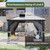 10' X 12' Hardtop Gazebo with Drainage System, Aluminum Outdoor Gazebo with Galvanized Steel Double Roof, Patio Permanent Metal Pavilion with Netting, for Garden, Deck, Grey