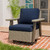 Rustic Hideaway Outdoor Swivel Rocker Patio Chair Set of 1, Wicker Swivel Rocking Chair for Patio, Outdoor Balcony Furniture with Wood Grain Finish, Beige/Dark Blue