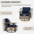 Rustic Hideaway Outdoor Swivel Rocker Patio Chair Set of 1, Wicker Swivel Rocking Chair for Patio, Outdoor Balcony Furniture with Wood Grain Finish, Beige/Dark Blue