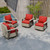 Rustic Hideaway Outdoor Swivel Rocker Patio Chairs Set of 4, Wicker Swivel Rocking Chairs for Patio, Outdoor Balcony Furniture with Wood Grain Finish, Beige/Red
