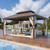 10'x13' Hardtop Gazebo Double Roof Galvanized Steel Canopy Outdoor Aluminum Frame Permanent Metal Pavilion with Netting and Curtains for Patio Backyard Deck and Lawns