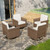 Harbor Retreat 4 Piece Outdoor Patio Swivel Rocker Set, 360° Swivel Rocking Glider Chairs, PE Wicker Furniture, Brown/Beige