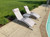Pool Lounge Chairs Set of 3, Adjustable Aluminum Outdoor Chaise Lounge Chairs with Metal Side Table, All Weather for Deck Lawn Poolside Backyard -Grey Textilene