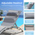 Pool Lounge Chairs Set of 3, Adjustable Aluminum Outdoor Chaise Lounge Chairs with Metal Side Table, All Weather for Deck Lawn Poolside Backyard -Grey Textilene