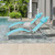 Pool Lounge Chairs Set of 3, Adjustable Aluminum Outdoor Chaise Lounge Chairs with Metal Side Table, All Weather for Deck Lawn Poolside Backyard -Lake Blue Textilene