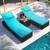 Outdoor Chaise Lounge Chairs, All-Weather Wicker Pool Lounge Chair Set of 2 with Side Table, Adjustable Backrest & Washable Cushions for Patio, Poolside, Beach, Light Blue