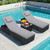 Outdoor Chaise Lounge Chairs, All-Weather Wicker Pool Lounge Chair Set of 2 with Side Table, Adjustable Backrest & Washable Cushions for Patio, Poolside, Beach, Light Grey