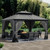 12x14ft Hardtop Gazebo Double Roof, Outdoor Pavilion with 2-Layer Hard top Galvanized Iron Frame Garden Tent, Suitable for courtyards, backyards, Decks, and Grass