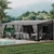 10x24FT Wall Mounted Gazebo Hardtop,Outdoor Wall-Mounted Patio Pergola Metal Frame Double Curtains Gazebo with Sloping Sun Panel Roof for Patio,Garden,Lawn,Pool,Backyard Deck, Gray