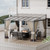 10x12FT Gazebo, Hardtop Wall Mounted Gazebo with Sloping Sun Panel Roof, Awnings for Patio with Metal Frame, Double Curtains for Garden, Lawn, Backyard Deck, Sand