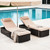 Outdoor Chaise Lounge with Adjustable Backrest Set of 4, 6-Position Reclining Lounger Pool Chair, Thick 3-Inch Cushion & Side Tray, All-Weather PE Wicker for Outdoor, Backyard, Deck (Khaki)