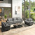 3 Pieces Modular Sectional Sofa Sets, Oversized Couch Set with Loveseat and Armchairs, Comfy Cloud Couches with Throw Pillows, 5-Seater Deep Seat Sofa for Living Room, Corduroy Grey