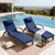 Pool Outdoor Lounge Chairs Set of 2,Outdoor Chaise Lounge w/ 5 Adjustable Back,Wicker Patio Pool Lounge Chair with Wheels for Poolside Deck Lawn,Deep Blue