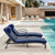 Pool Outdoor Lounge Chairs Set of 2,Outdoor Chaise Lounge w/ 5 Adjustable Back,Wicker Patio Pool Lounge Chair with Wheels for Poolside Deck Lawn,Deep Blue