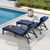 Pool Outdoor Lounge Chairs Set of 2,Outdoor Chaise Lounge w/ 5 Adjustable Back,Wicker Patio Pool Lounge Chair with Wheels for Poolside Deck Lawn,Deep Blue