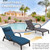 Pool Outdoor Lounge Chairs Set of 2,Outdoor Chaise Lounge w/ 5 Adjustable Back,Wicker Patio Pool Lounge Chair with Wheels for Poolside Deck Lawn,Peacock Blue