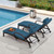 Pool Outdoor Lounge Chairs Set of 2,Outdoor Chaise Lounge w/ 5 Adjustable Back,Wicker Patio Pool Lounge Chair with Wheels for Poolside Deck Lawn,Peacock Blue