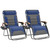 XXL Oversized Padded Zero Gravity Chair Set of 2, Foldable Patio Recliner, 30" Wide Seat Anti Gravity Lounger with Armrest and Cup Holder, Support 400 LBS (Thumb Blue)