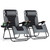XXL Oversized Padded Zero Gravity Chair Set of 2, Foldable Patio Recliner, 30" Wide Seat Anti Gravity Lounger with Armrest and Cup Holder, Support 400 LBS (Grey)