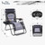 XXL Oversized Padded Zero Gravity Chair, Foldable Patio Recliner, 30" Wide Seat Anti Gravity Lounger with Cup Holder, Support 400 LBS (Gray Accent)