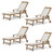 Chaise Lounge Chair Outdoor Set of 4, HDPS and HDPE Wicker Chaise Lounger with 5 Positions, Pool Lounge Chairs with Wheels and Adjustable Backrest for Patio, Poolside, Deck, Backyard
