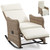 Outdoor Recliner Chair for Patio 2-in-1 Convertible Footrest & Rocking Mode, 90-135 Adjustable Backrest, Rattan Wicker with Removable Cushion for Garden, Balcony, Porch, Light Yellow