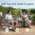 Luxury 6" Thick Cushioned Outdoor Swivel Rocker Chairs Set of 4 with Fire Pit Table, High Back Wicker Patio Furniture Set with Ergonomic Zone Back, Conversation Set for Deck Porch - Brown+Blue