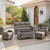 Luxury 6" Thick Cushioned 7 Pieces Patio Furniture Set with Outdoor Couch, Wicker Outdoor Conversation Set with High Back Swivel Rocker Chairs for Deck Porch Yard and Poolside - Grey+Grey