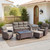 Luxury 6" Thick Cushioned 7 Pieces Patio Furniture Set with Outdoor Couch, Wicker Outdoor Conversation Set with High Back Swivel Rocker Chairs for Deck Porch Yard and Poolside - Brown+Grey