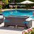 Luxury 6" Thick Cushioned 7 Pieces Patio Furniture Set with Fire Pit Table, Wicker Outdoor Conversation Set with High Back Swivel Rocker Chairs for Deck Porch Yard and Poolside - Brown+Beige